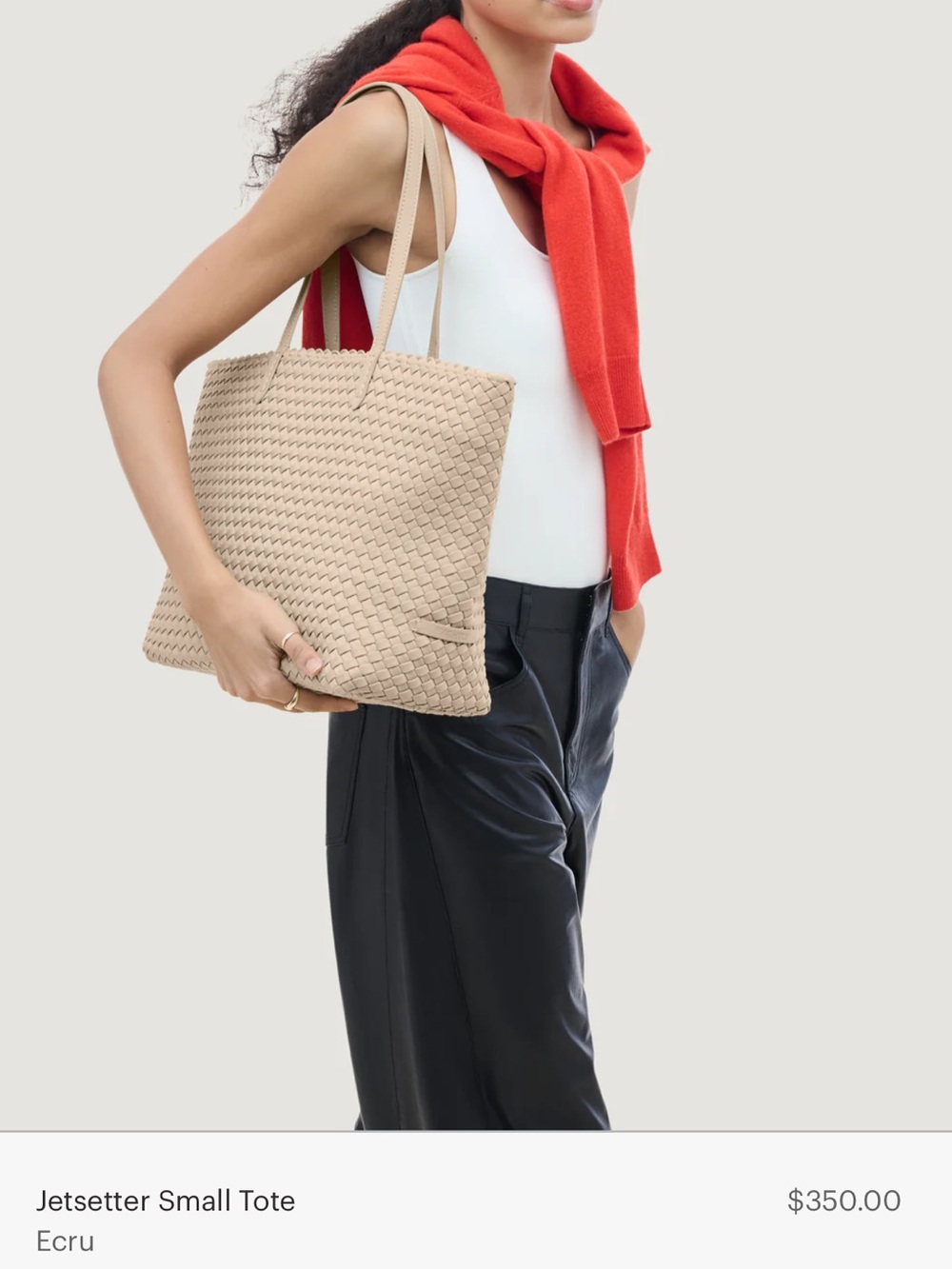 Naghedi Ecru Woven Tote Bag - Jetsetter Small Tote - Picture 2 of 15